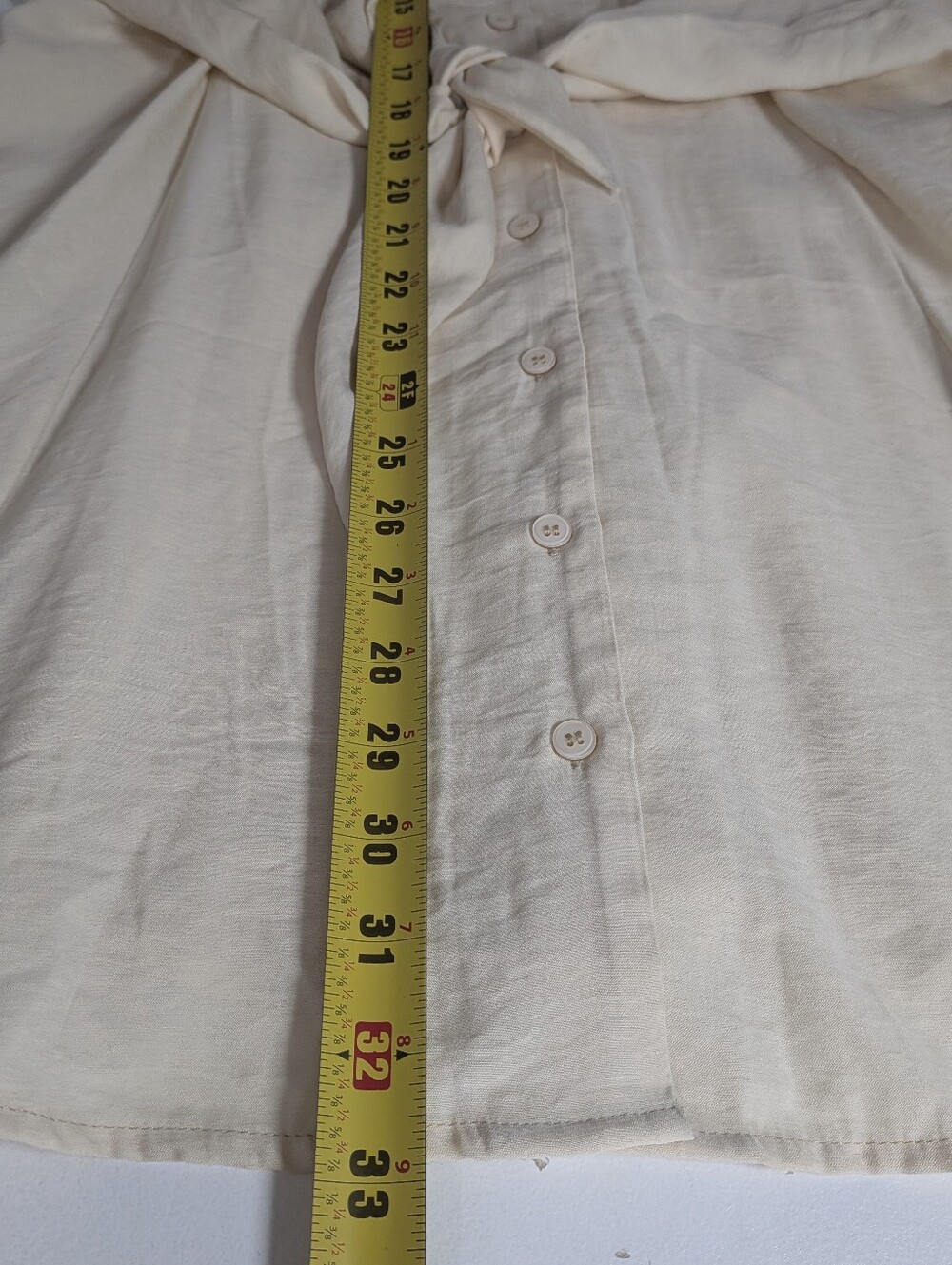 Lulus Sway of Life Cream Button-Up Tie-Front Shirt Dress sz S Long Sleeve EUC - Picture 16 of 16